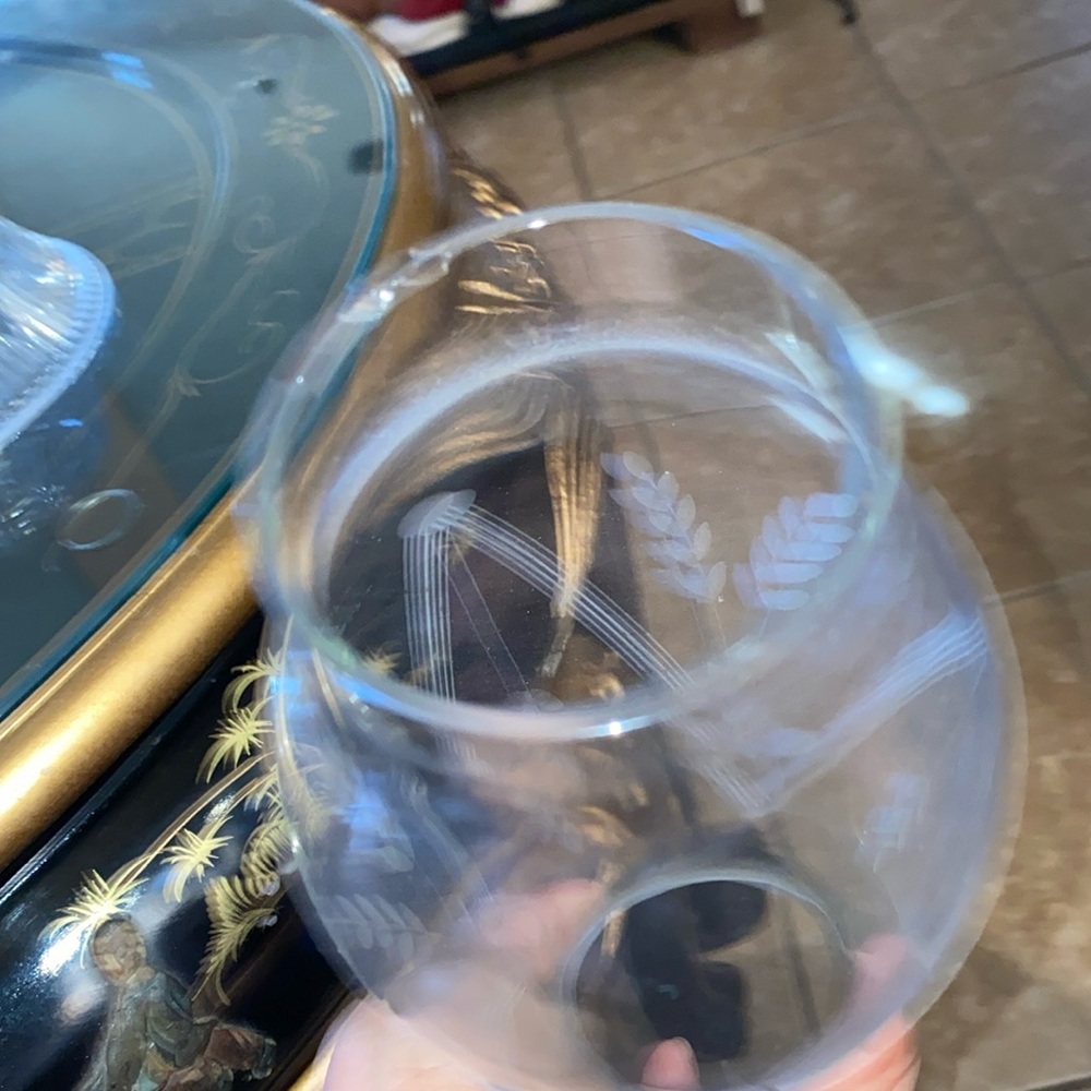 Vintage 2 Piece crystal Glass Candle Taper Holder With Globe set of 2 - Picture 6 of 7